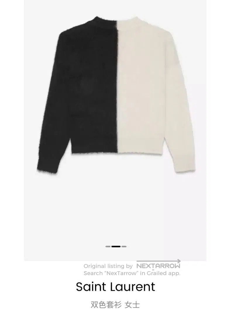 Saint Laurent Paris Saint Laurent Paris Round neck black and white patchwork sw Size US L / EU 52-54 / 3 - 9 Thumbnail