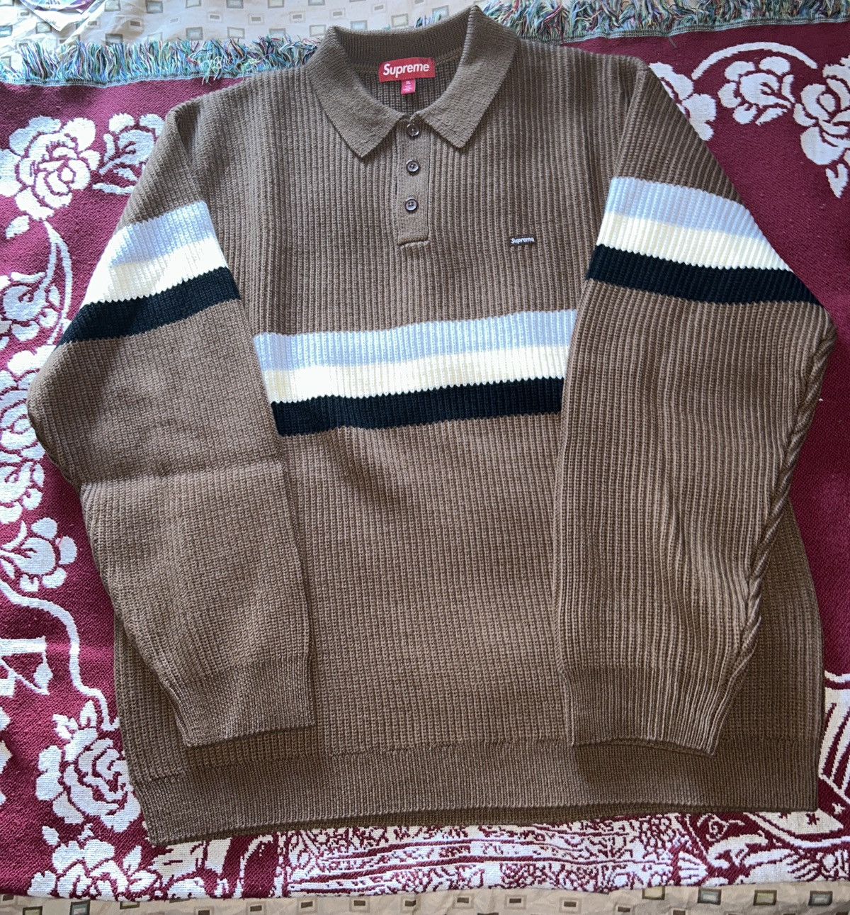 Supreme Supreme small box polo sweater dark brown | Grailed