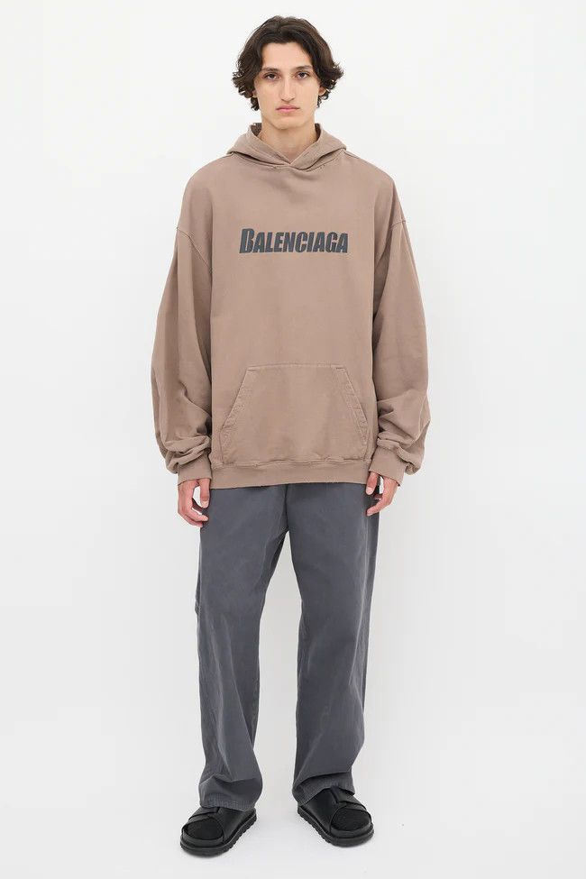 Balenciaga o1in1g1124 Dup / Destroyed Hoodie Oversized in Brown Size US S / EU 44-46 / 1 - 1 Thumbnail