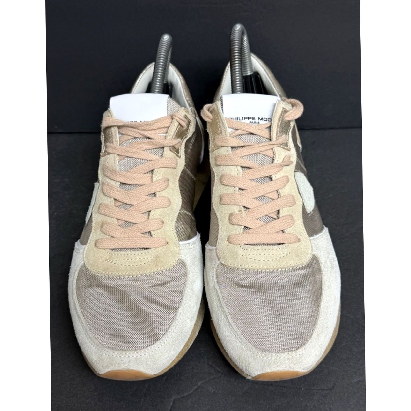 Philippe Model Philippe Model Paris Womens Low-Top Sneakers in Suede & Leather Gold EU 39 Size US 8 / IT 38 - 6 Thumbnail