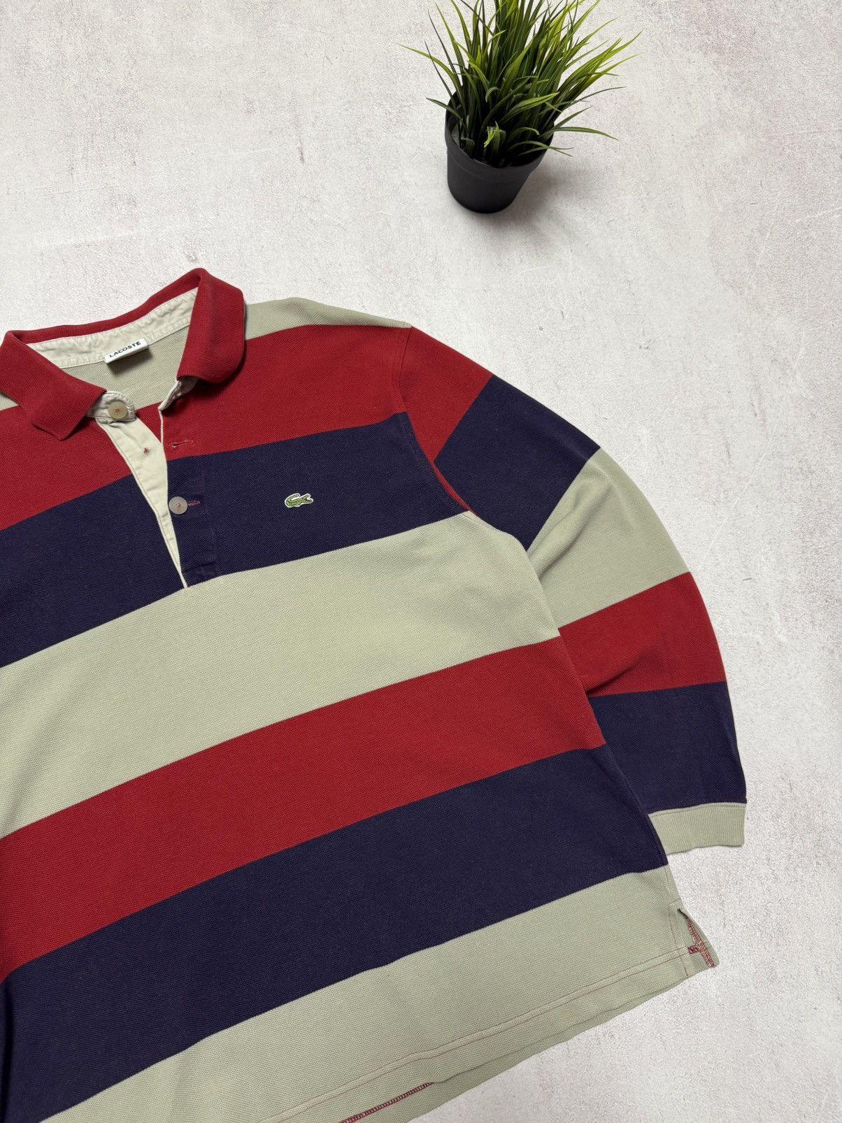 Lacoste × Vintage Vintage Lacoste Rugby Striped Sweatshirt Polo Y2K 90s Size US L / EU 52-54 / 3 - 2 Thumbnail