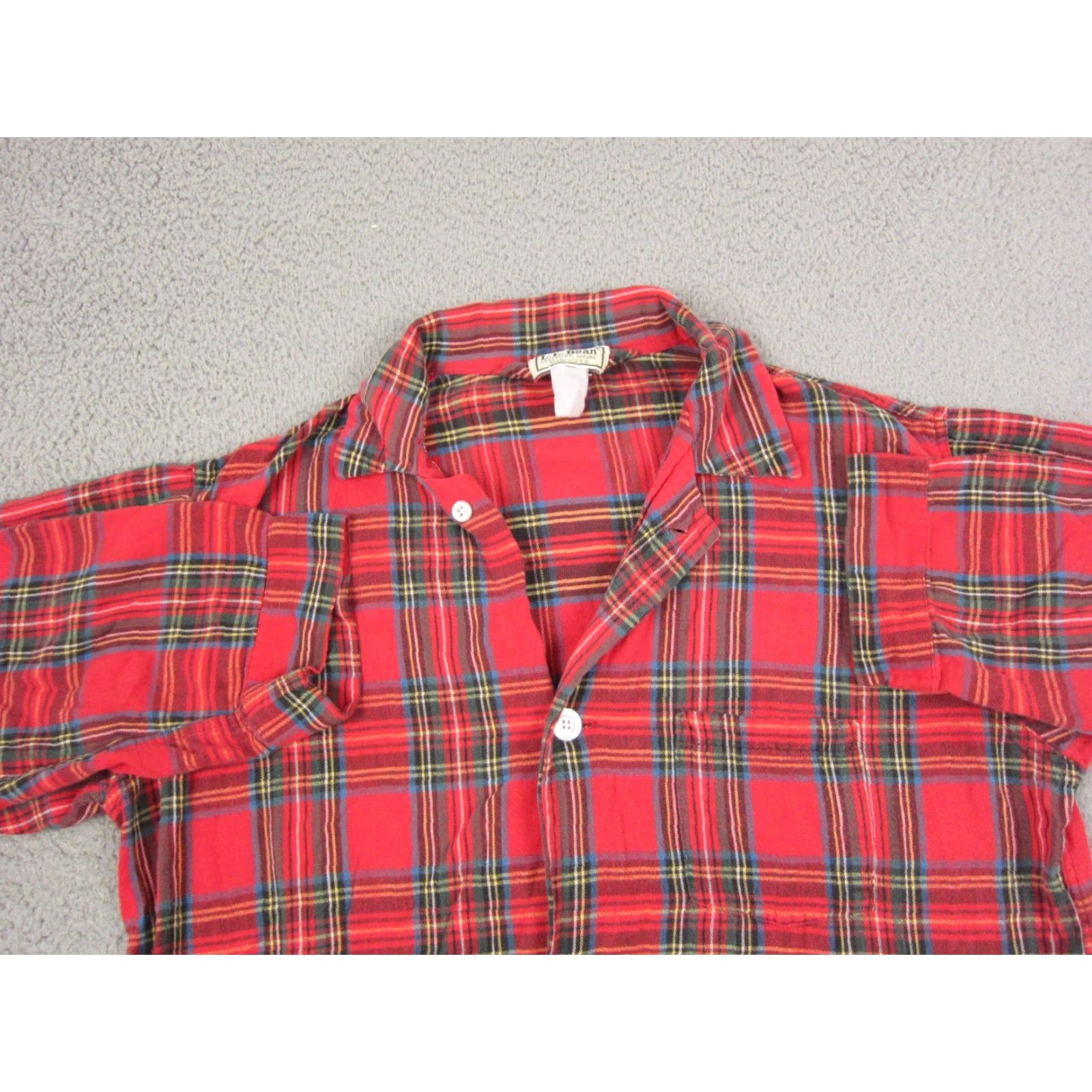 Vintage LL Bean Shirt Adult XL Red Plaid Button Up Made in USA Pajama Sleep Mens Size US XL / EU 56 / 4 - 2 Thumbnail