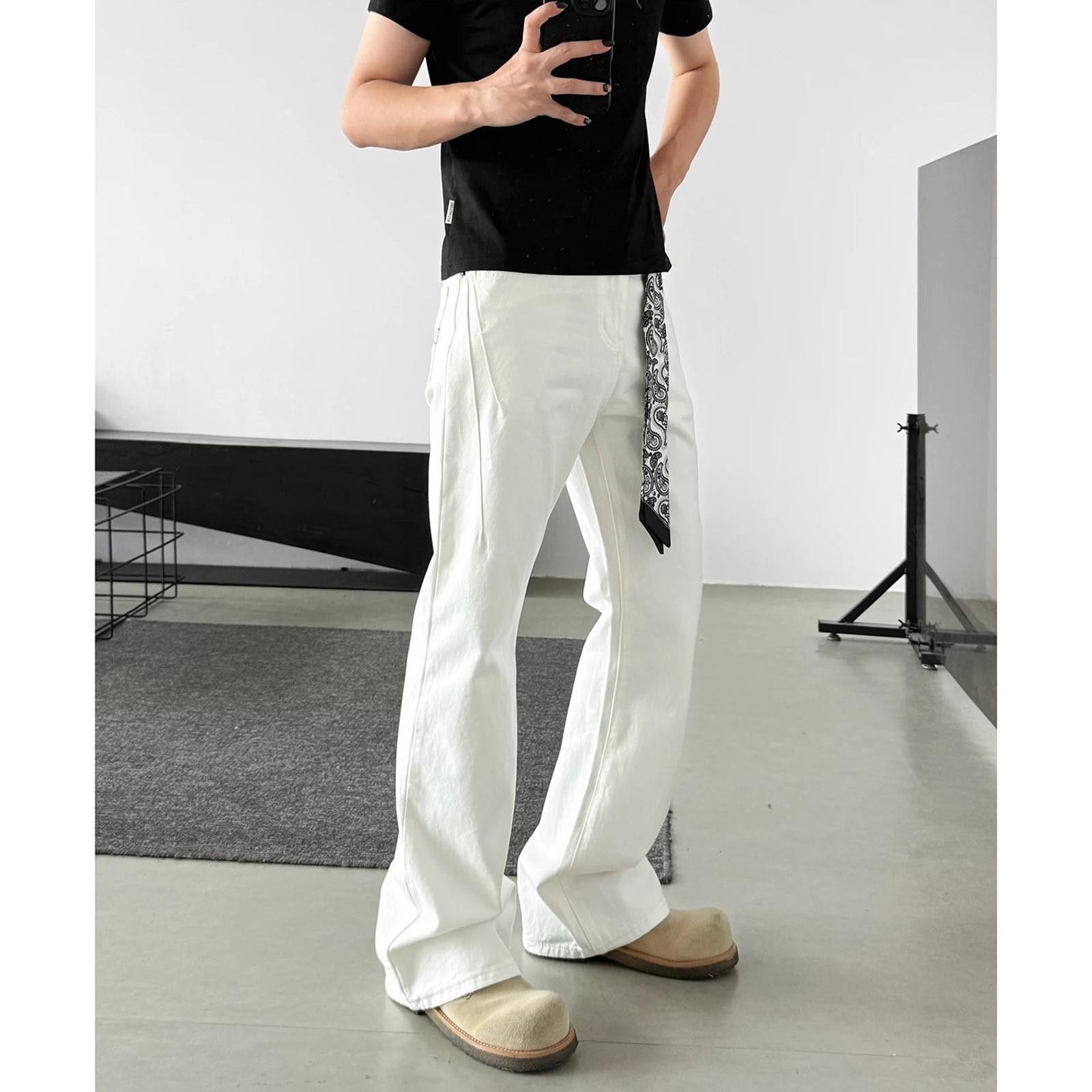 Vintage White Straight Flared Denim Jeans Size ONE SIZE - 4 Thumbnail