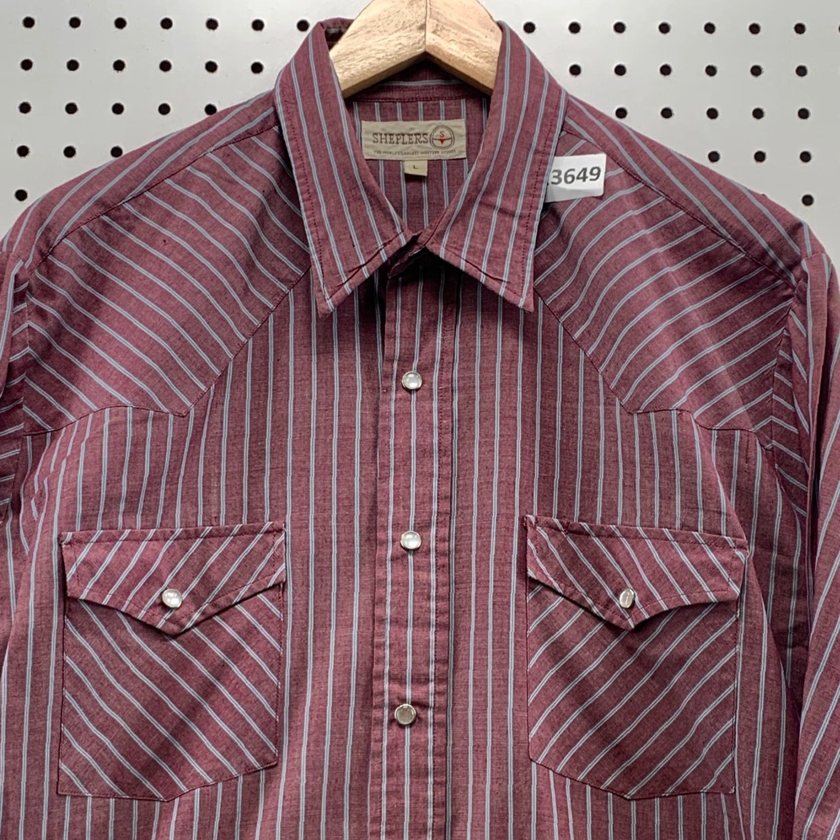 Vintage Sheplers Western Shirt Long Sleeve Red Gray Striped Size Large Mens Size US L / EU 52-54 / 3 - 7 Thumbnail
