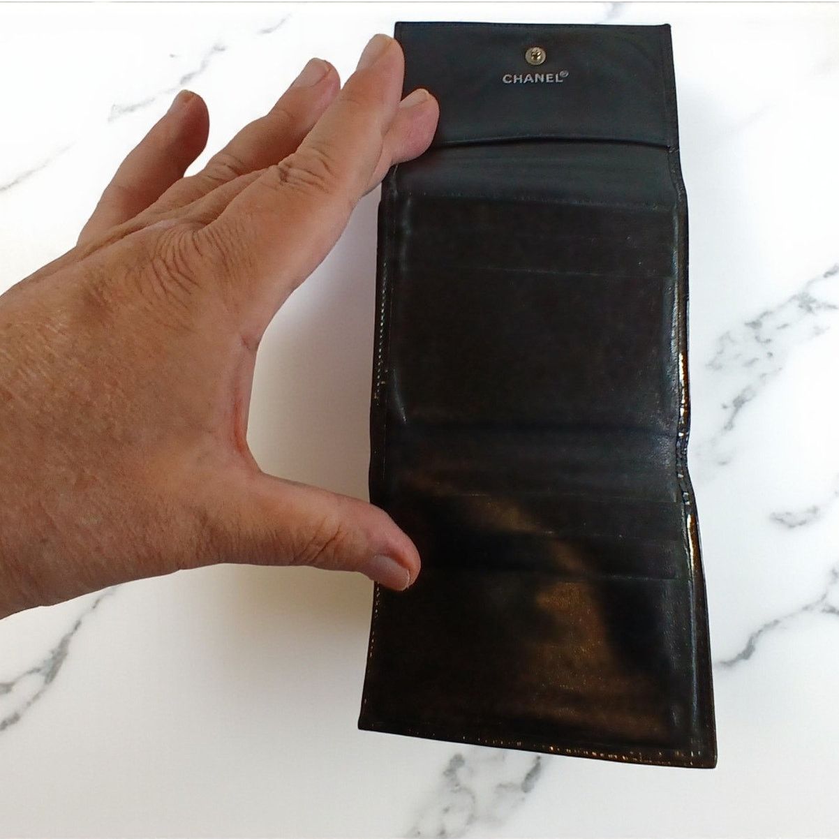 Chanel Chanel Patent Leather Black Trifold Compact Wallet Size ONE SIZE - 7 Thumbnail
