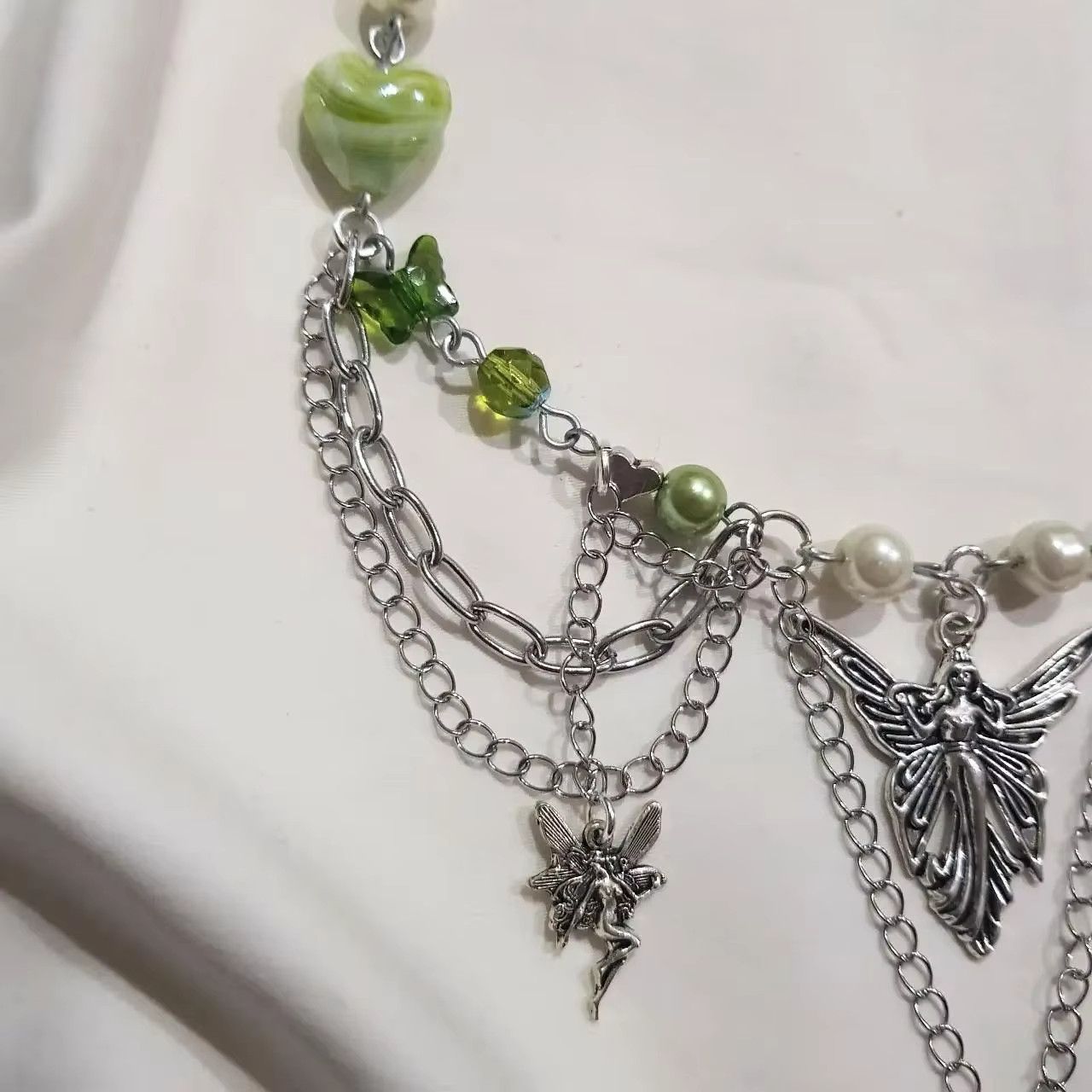 Jewelry Beautiful Fairy Pearl Heart Necklace Size ONE SIZE - 3 Thumbnail
