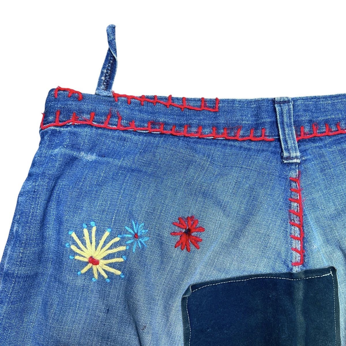 Vintage Vintage 1970s Denim Custom Hippie Bellbottom Flare Jeans Size 31" - 10 Thumbnail