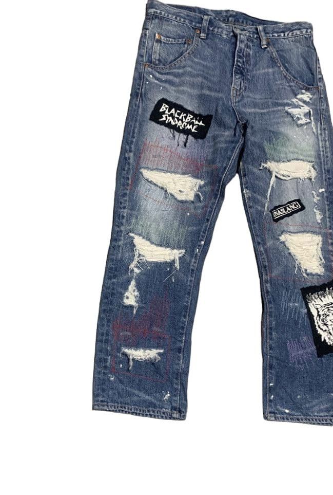 If Six Was Nine Vintage RNA SLANG Punk Jeans Distressed Style Size US 32 / EU 48 - 2 Thumbnail