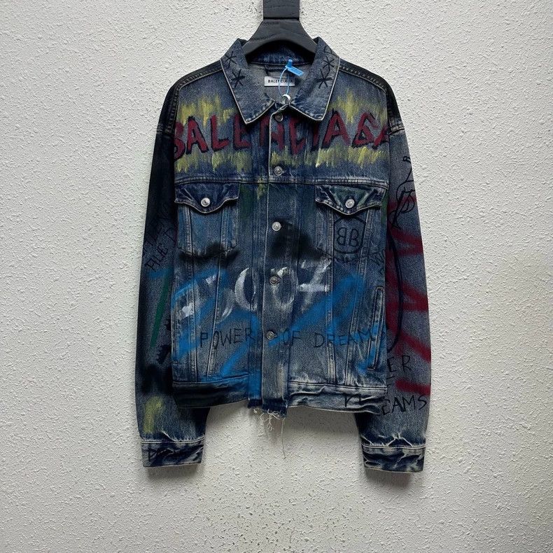 Balenciaga Limited Edition Graffiti Denim Jacket Size US M / EU 48-50 / 2 - 1 Thumbnail