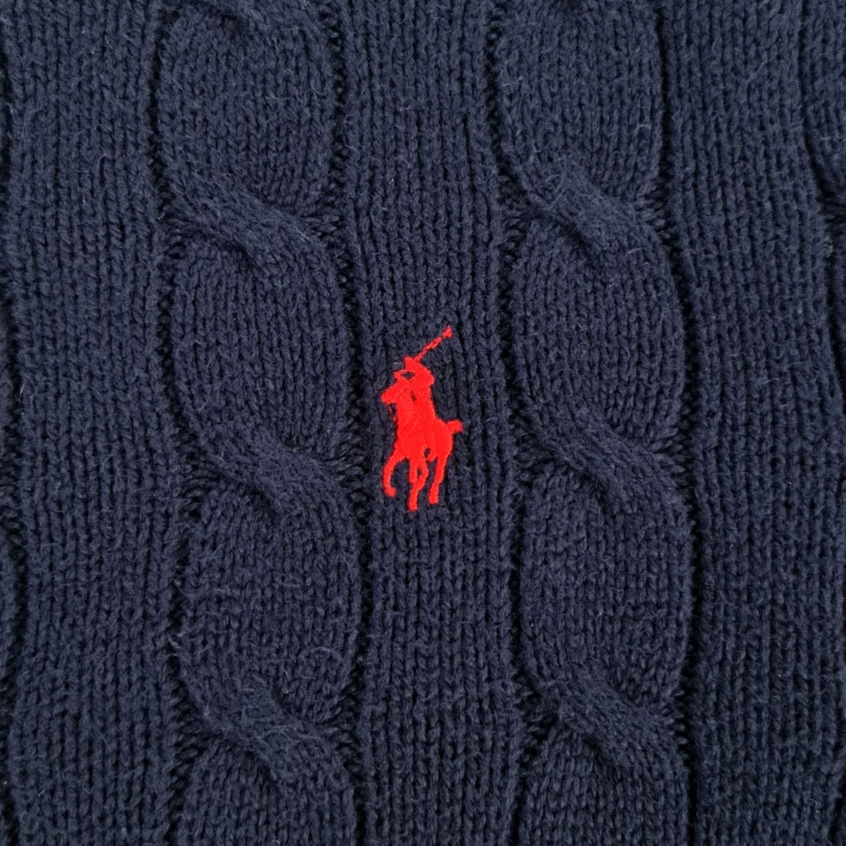 Polo Ralph Lauren Polo Ralph Lauren Jumper Mens Cable-Knit Navy Blue Medium Cotton Pullover Size US L / EU 52-54 / 3 - 3 Thumbnail