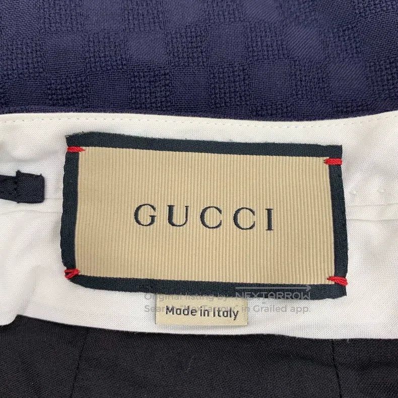 Gucci gucci Dark blue checkerboard wool casual wide-leg trousers Size US 26 / EU 42 - 6 Thumbnail