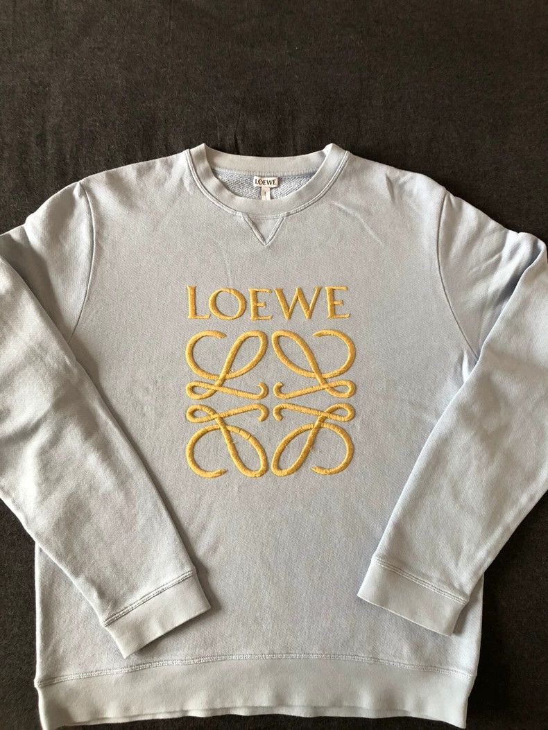 Loewe LOEWE Light blue hoodie with gold thread embroidery 3D log Size L / US 10 / IT 46 - 1 Thumbnail