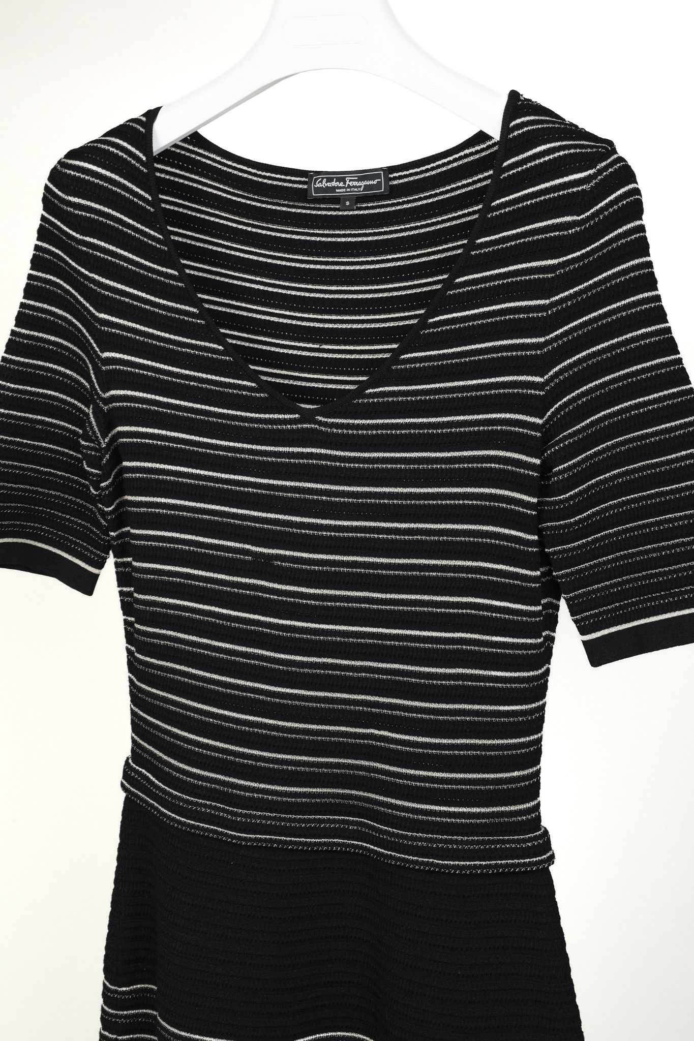 Salvatore Ferragamo Salvatore Ferragamo Black & White Metallic-Striped Dress Size S / US 4 / IT 40 - 3 Thumbnail