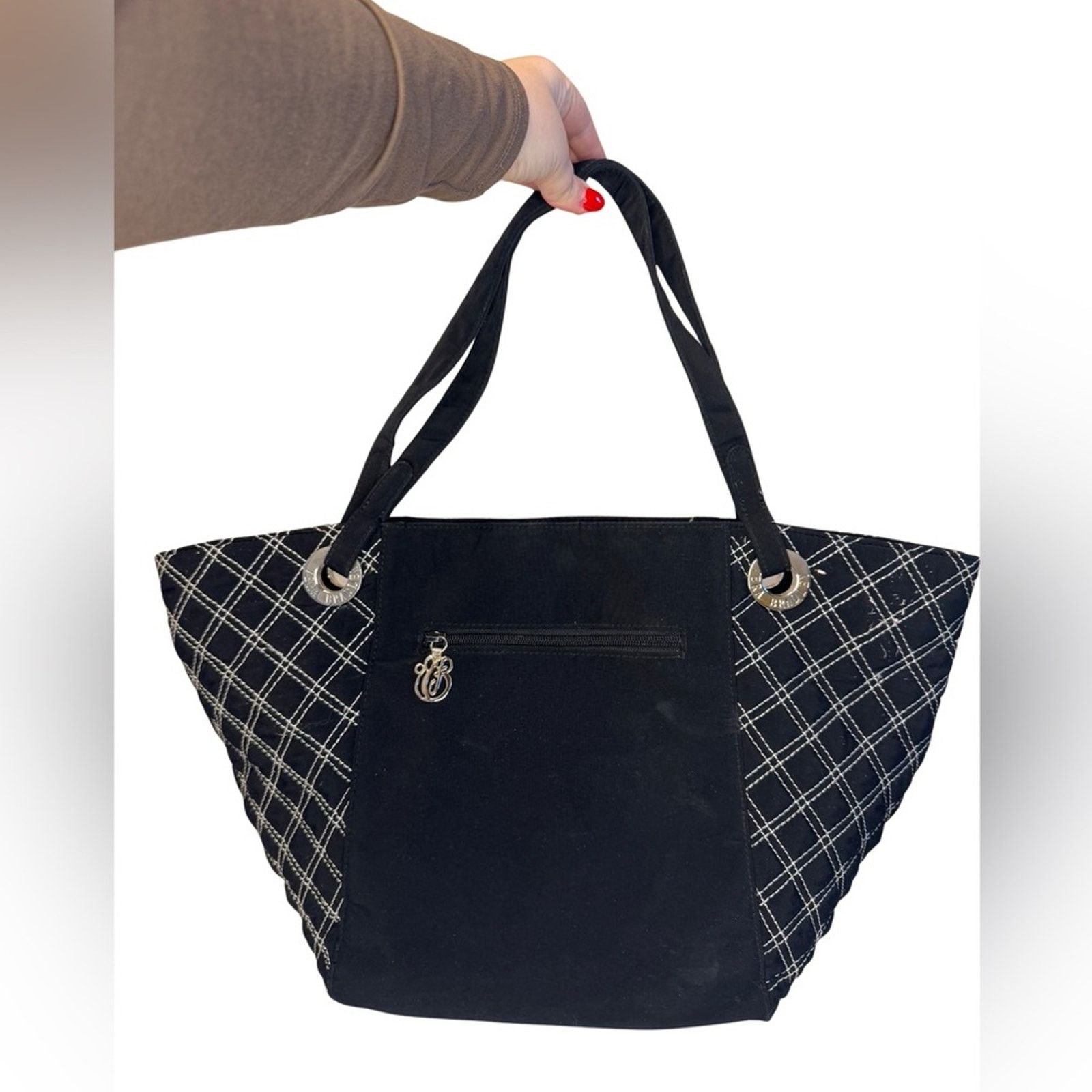 Vera Bradley Vera Bradley Black Spectator Quilted Accent Microfiber Tote Size ONE SIZE - 1 Thumbnail