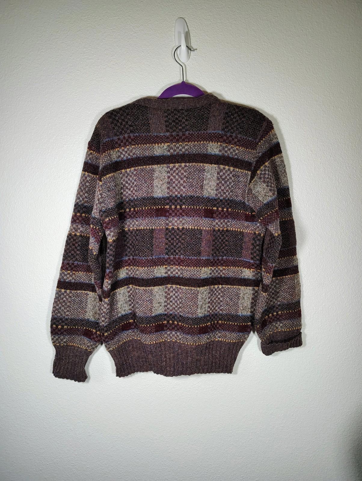 Other Men's 100% wool Vintage Grandpa Sweater Brown Gray Geometric Size US M / EU 48-50 / 2 - 3 Thumbnail