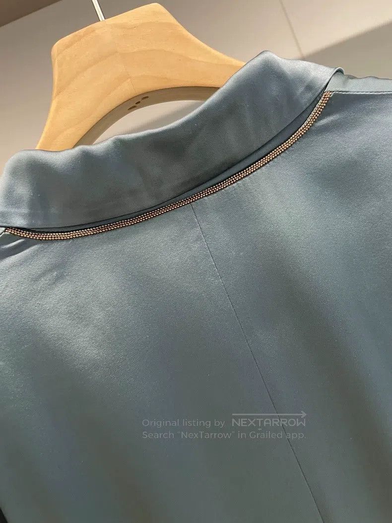 Brunello Cucinelli Brunello Cucinelli Grey Blue Acetate Viscose Blend Blazer Size XS / US 0-2 / IT 36-38 - 9 Thumbnail