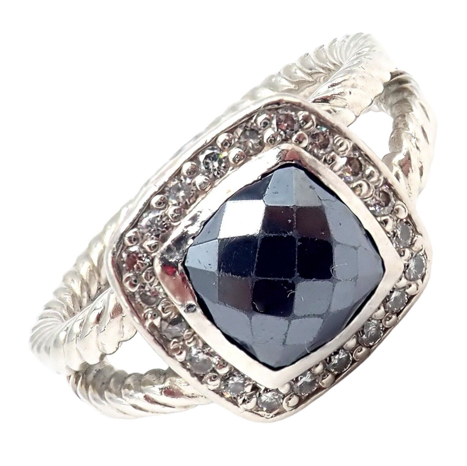 DY Silver Hematite Diamond Petite Albion Split Cable Ring 7