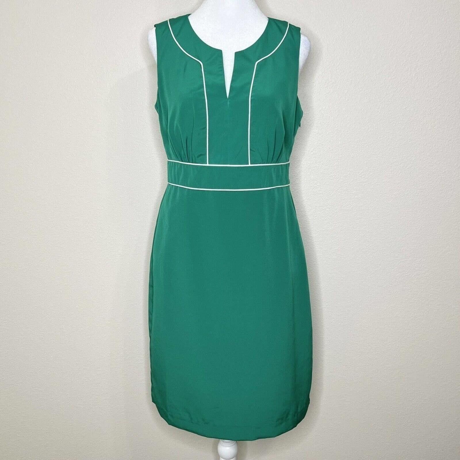Banana Republic Banana Republic Cadmium Green Sleeveless V-Neck Sheath Dress Size S / US 4 / IT 40 - 2 Thumbnail
