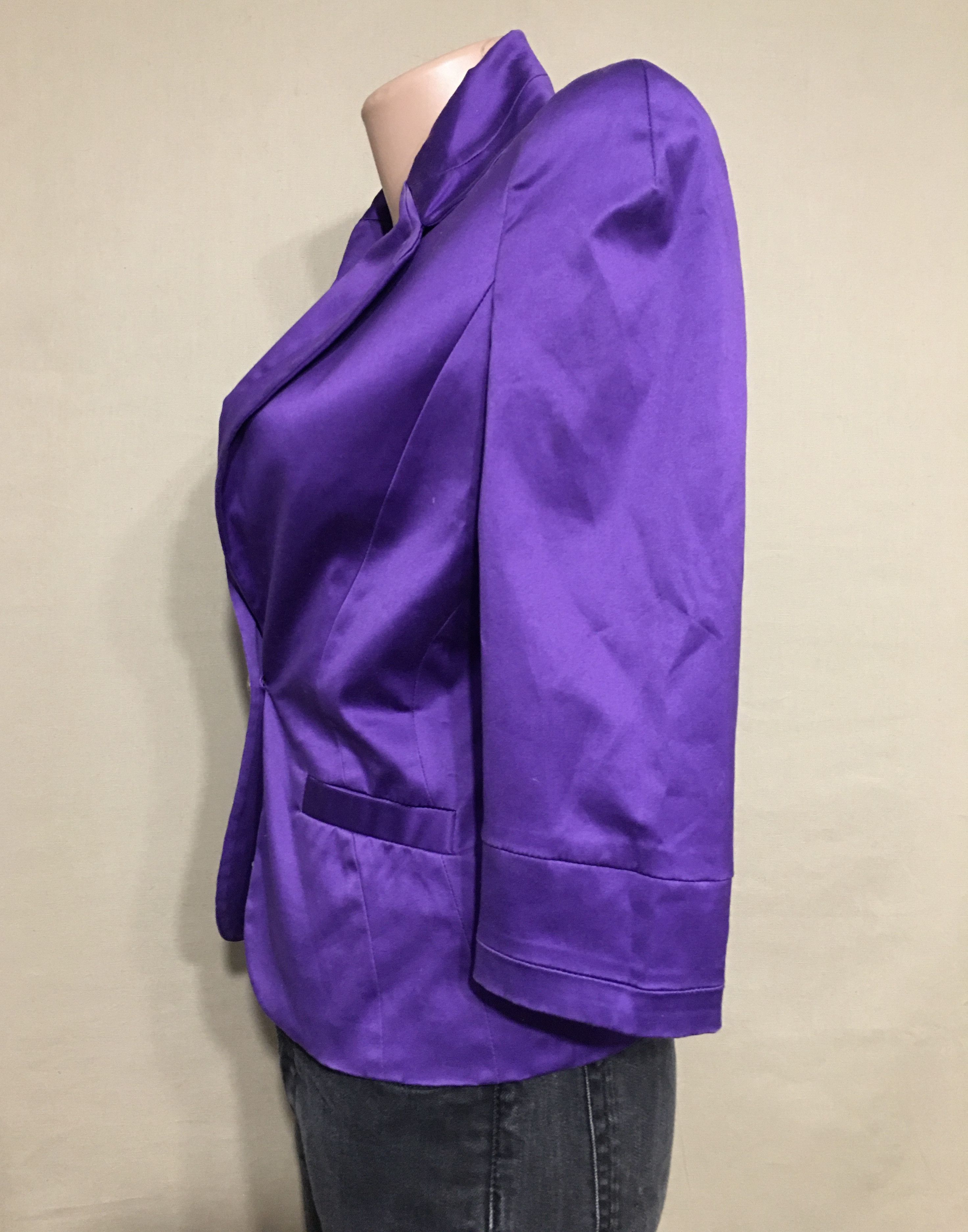 Just Cavalli Just Cavalli Purple Cotton Blend Satin Jacket Blazer IT40 Size S / US 4 / IT 40 - 5 Thumbnail