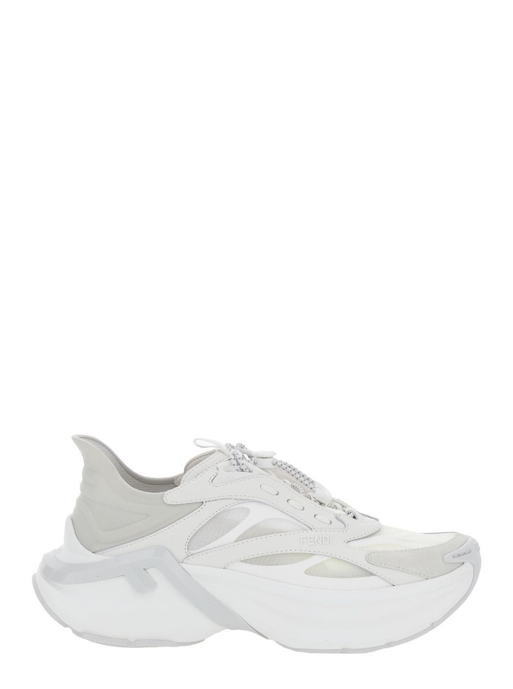 Fendi 'F-Light' White Sneaker Low Top with FF Motif on the Side and Chunky Sole in Mesh and Leather for Women Size US 7 / IT 37 - 1 Thumbnail