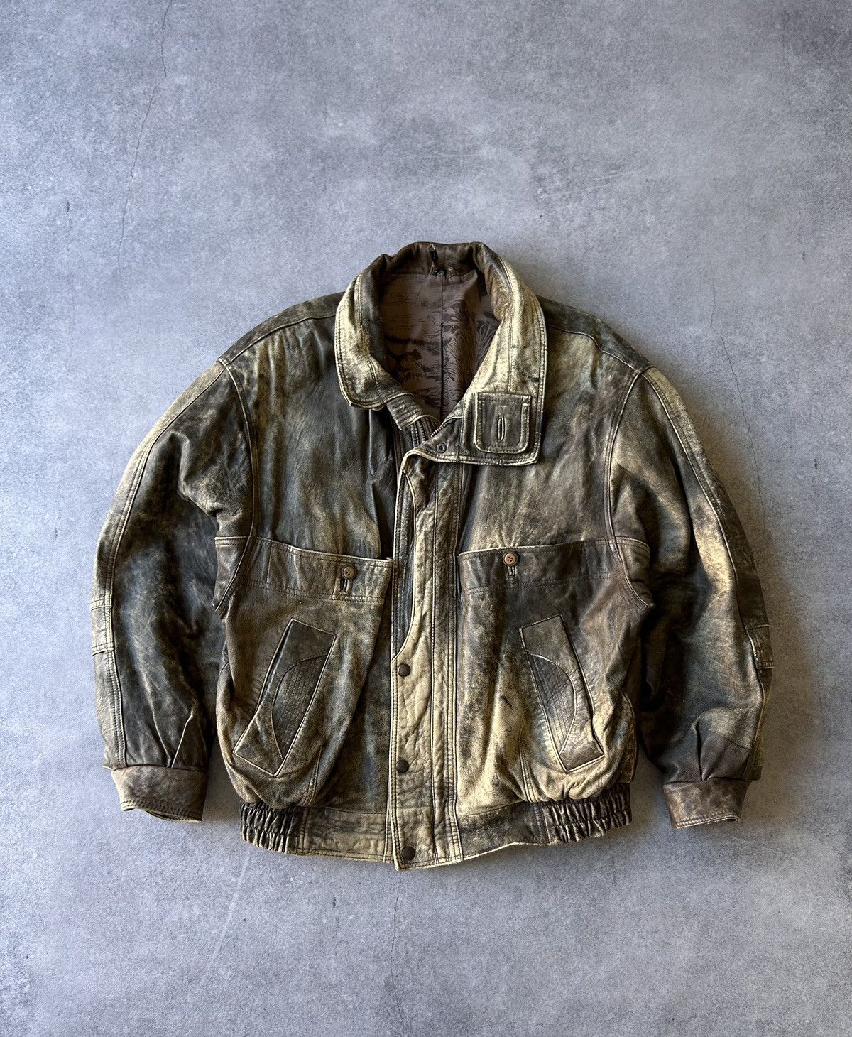 image of Genuine Leather x Leather Vintage Leather Biker Jacket Angelo Litrica Snake Skin in Snakeskin (Size