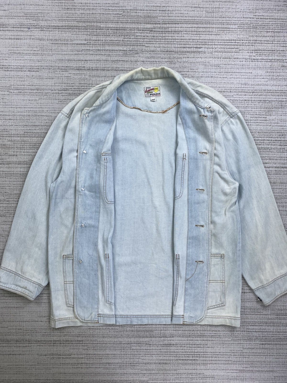 Japanese Brand × Vintage Vintage 80s Warlock Wash Denim Chore Jacket Size US L / EU 52-54 / 3 - 7 Thumbnail