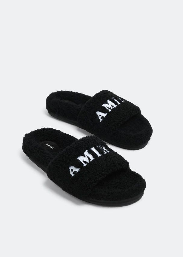 Amiri oc11z0225 Logo Slipper Slides in Black Size US 12 / EU 45 - 5 Thumbnail