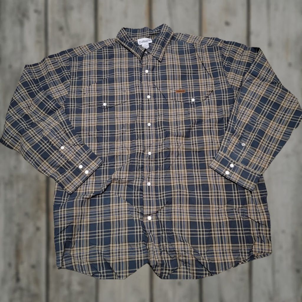 Carhartt VINTAGE Carhartt Long Sleeve Pearl Snap Work Wear Plaid Shirt Mens XL Size US XL / EU 56 / 4 - 1 Thumbnail
