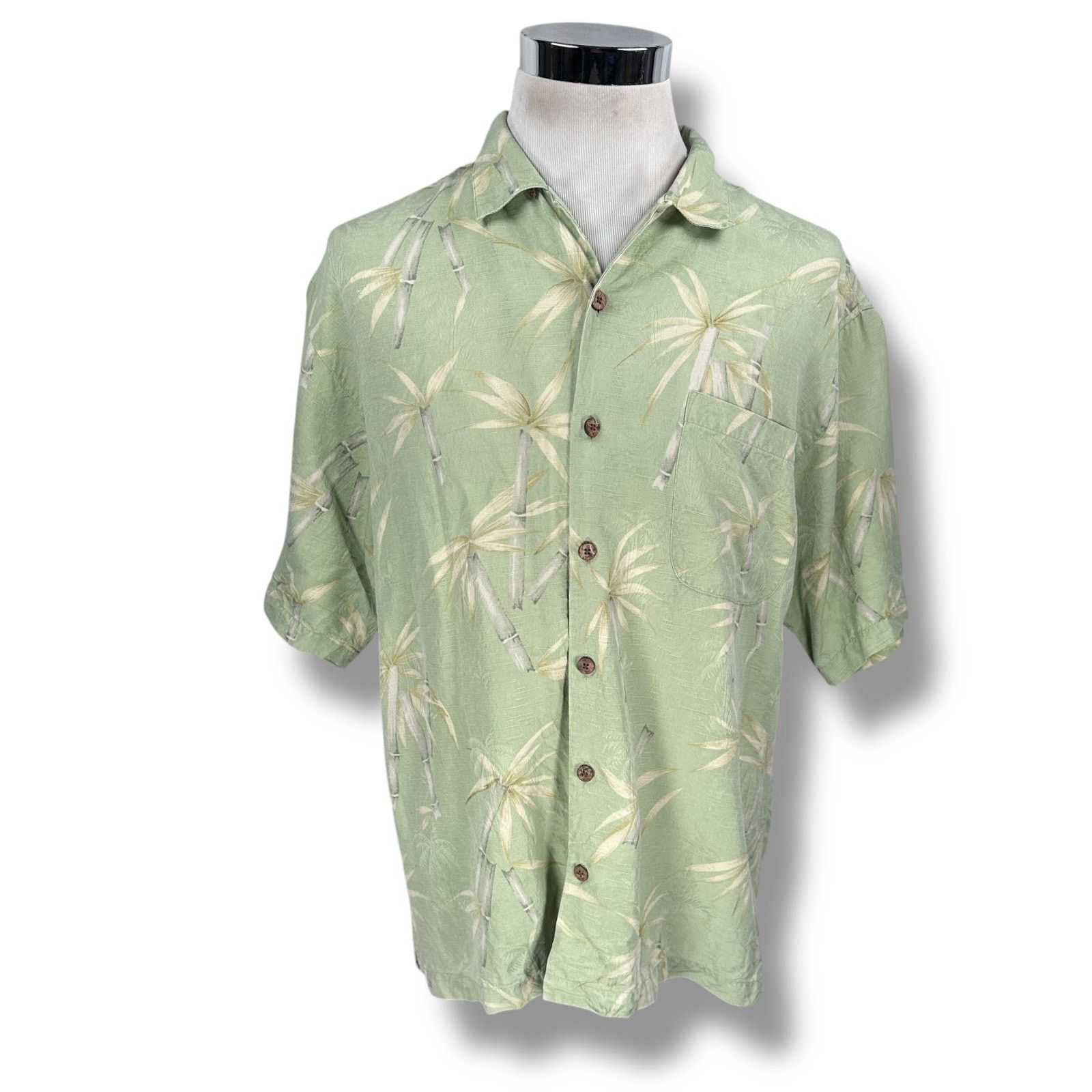Tommy Bahama Tommy Bahama Hawaiian Shirt Mens L Green Palm Tree Button-Up Size US L / EU 52-54 / 3 - 1 Thumbnail