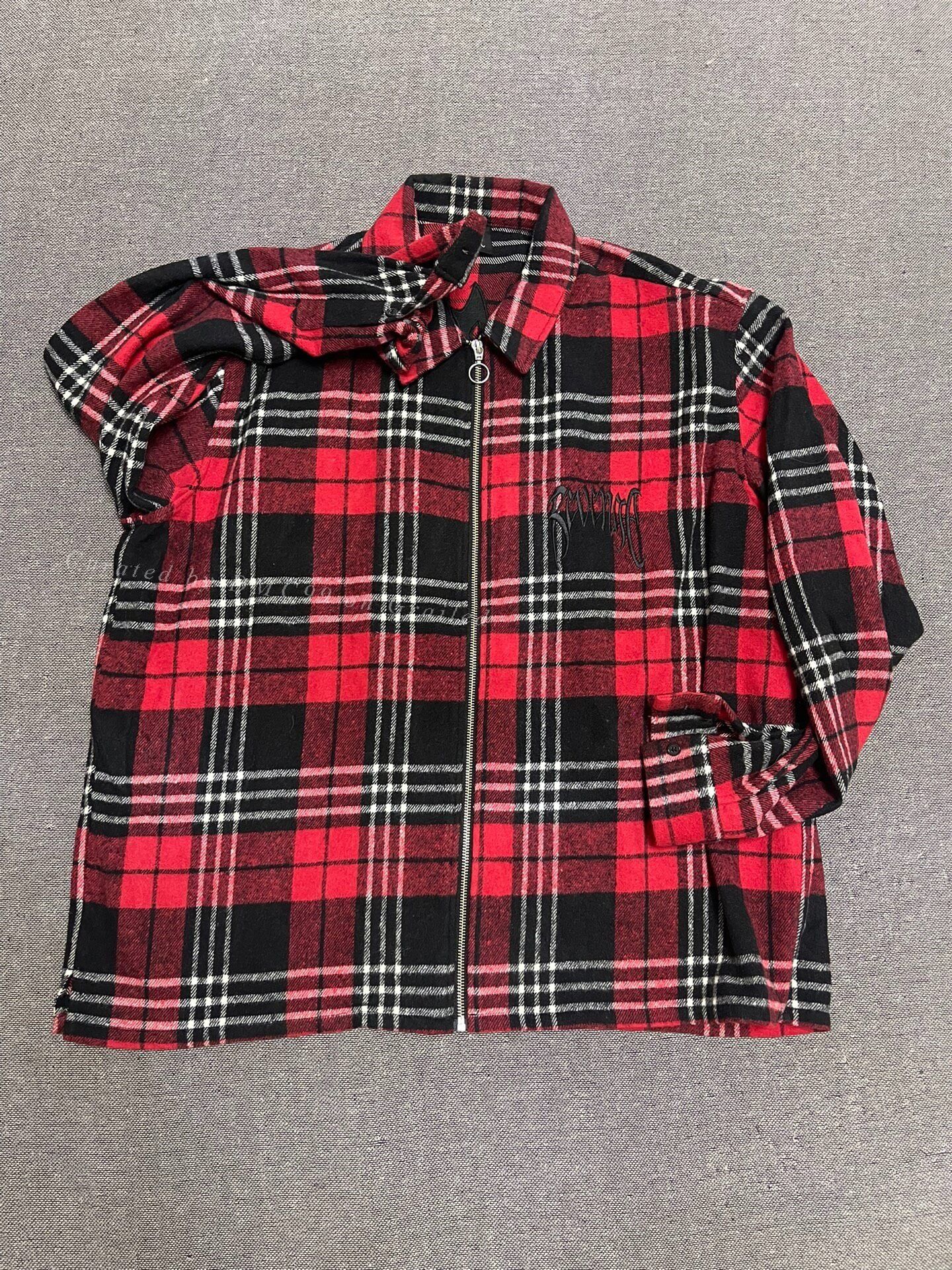 Revenge Revenge Red Plaid Embroidered Flannel Shirt Size US L / EU 52-54 / 3 - 1 Thumbnail