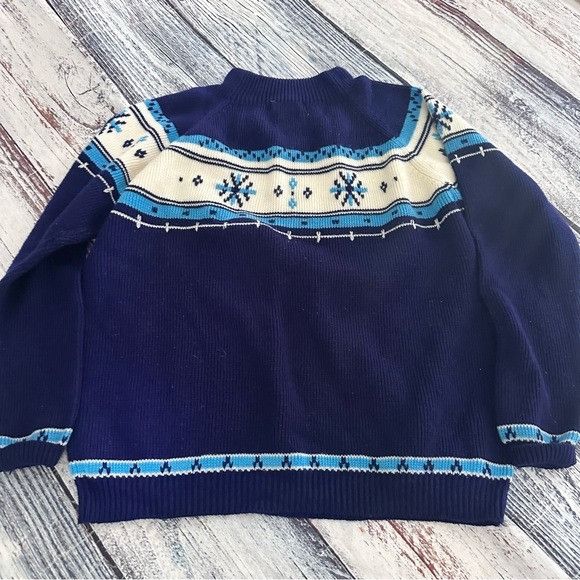 Vintage JCPenney Vintage Fair Isle Blue and White Women's Sweater Size XL / US 12-14 / IT 48-50 - 5 Thumbnail