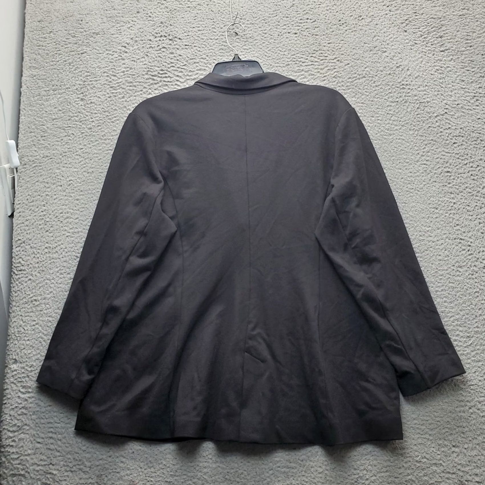 Vintage DG2 by Diane Gilman Blazer Womens 1X Black Faux Leather Trim Pockets Notch Lapel Blazer Jacket Women 1X Black NWT Mens Womens Size XL / US 12-14 / IT 48-50 - 2 Thumbnail