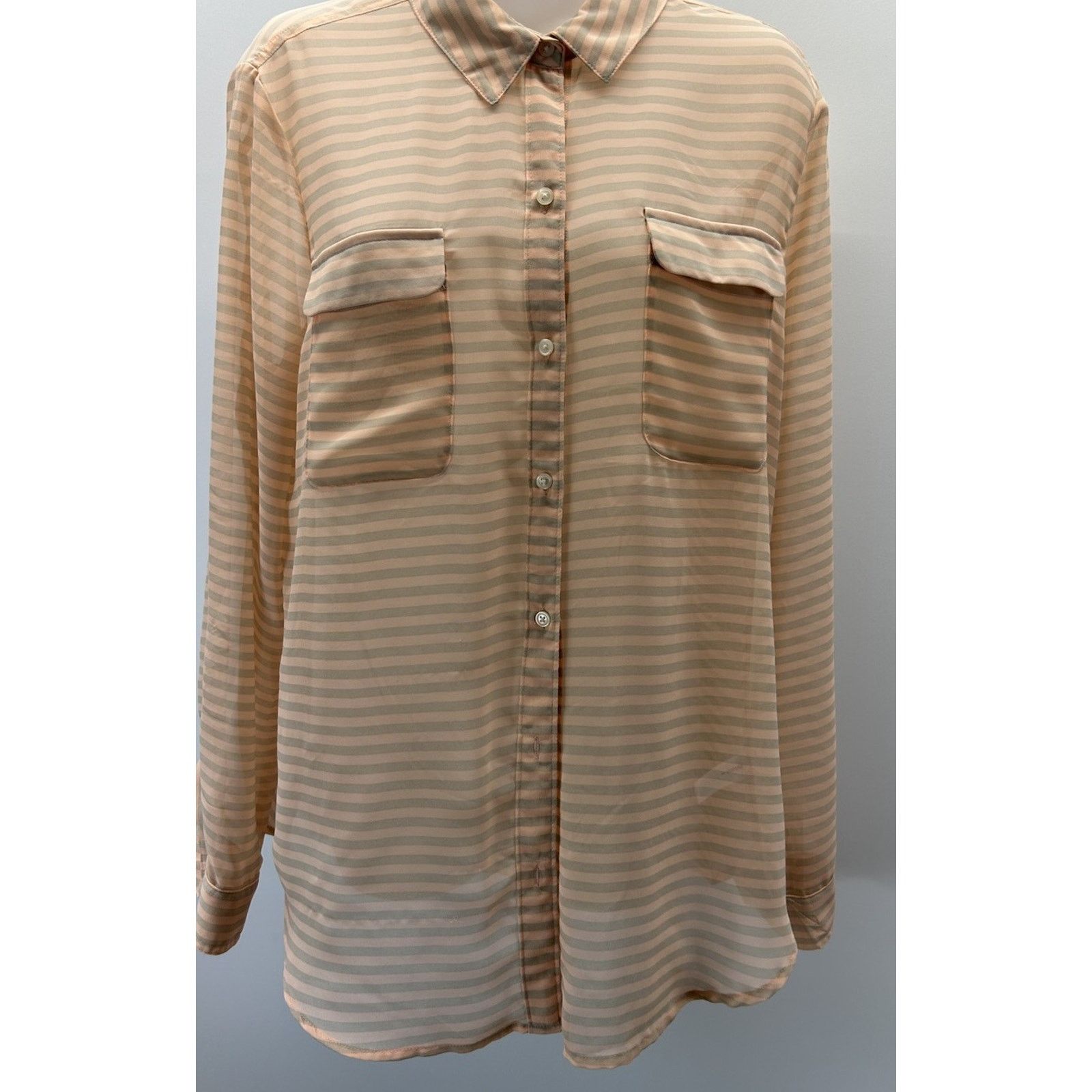 Old Navy WOMEN'S OLD NAVY SHEER PEACH/GRAY SHIRT SIZE L Size L / US 10 / IT 46 - 2 Thumbnail