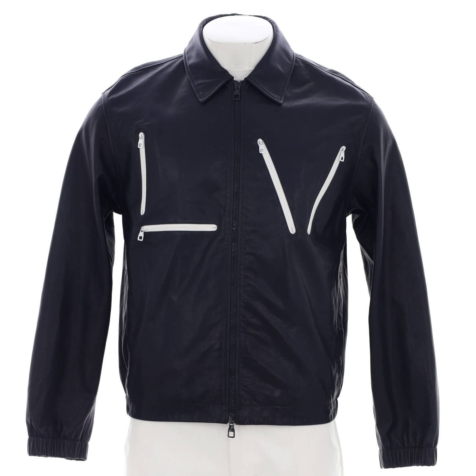 image of Louis Vuitton Men's Lv Multi Zip Jacket Leather None in Blue (Size Large)