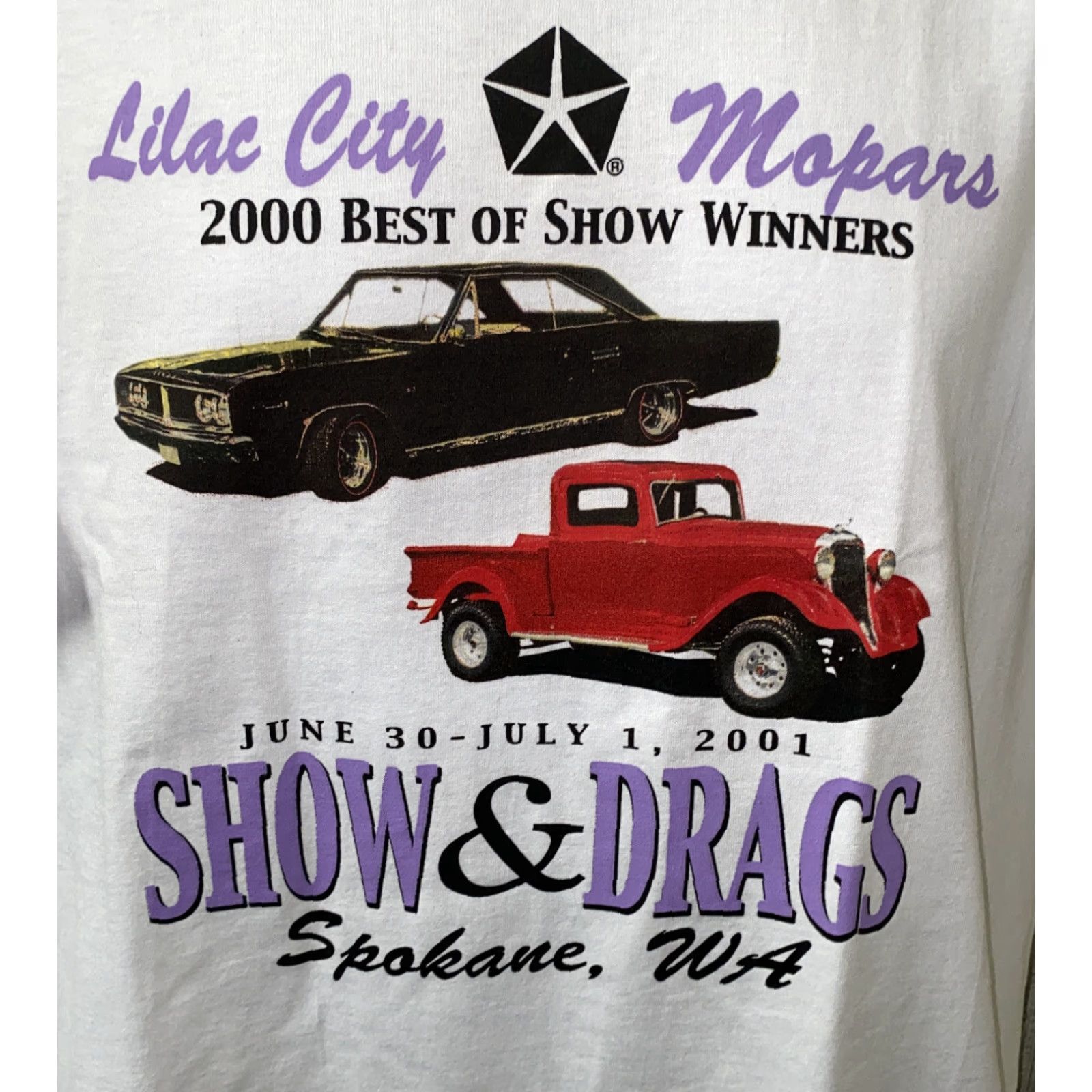 Jerzees VINTAGE Jerzees Mens White Short Sleeve T-Shirt Sz L Spokane WA 2002 Show And Drags Shirt Mens Size US L / EU 52-54 / 3 - 2 Thumbnail