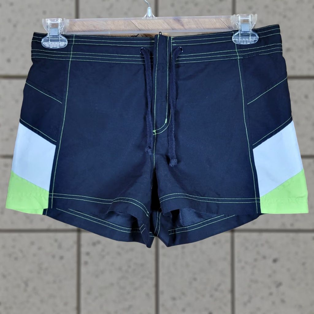 Vintage Energy Zone Womens Athletic Swim Shorts M Black White Neon Green Shorts Athletic Womens M Black White Neon Green Size 32" / US 10 / IT 46 - 1 Thumbnail