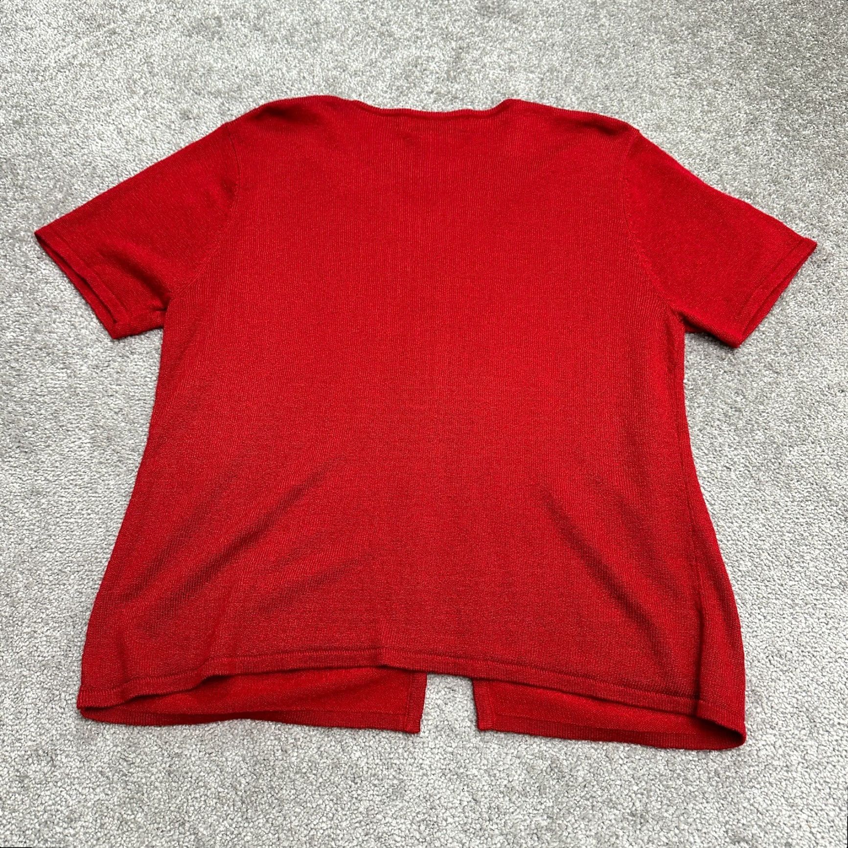 Vintage Sag Harbor Red Short Sleeve Sweater Blouse Womens L Cardigan Knit Casual Work Size L / US 10 / IT 46 - 2 Thumbnail