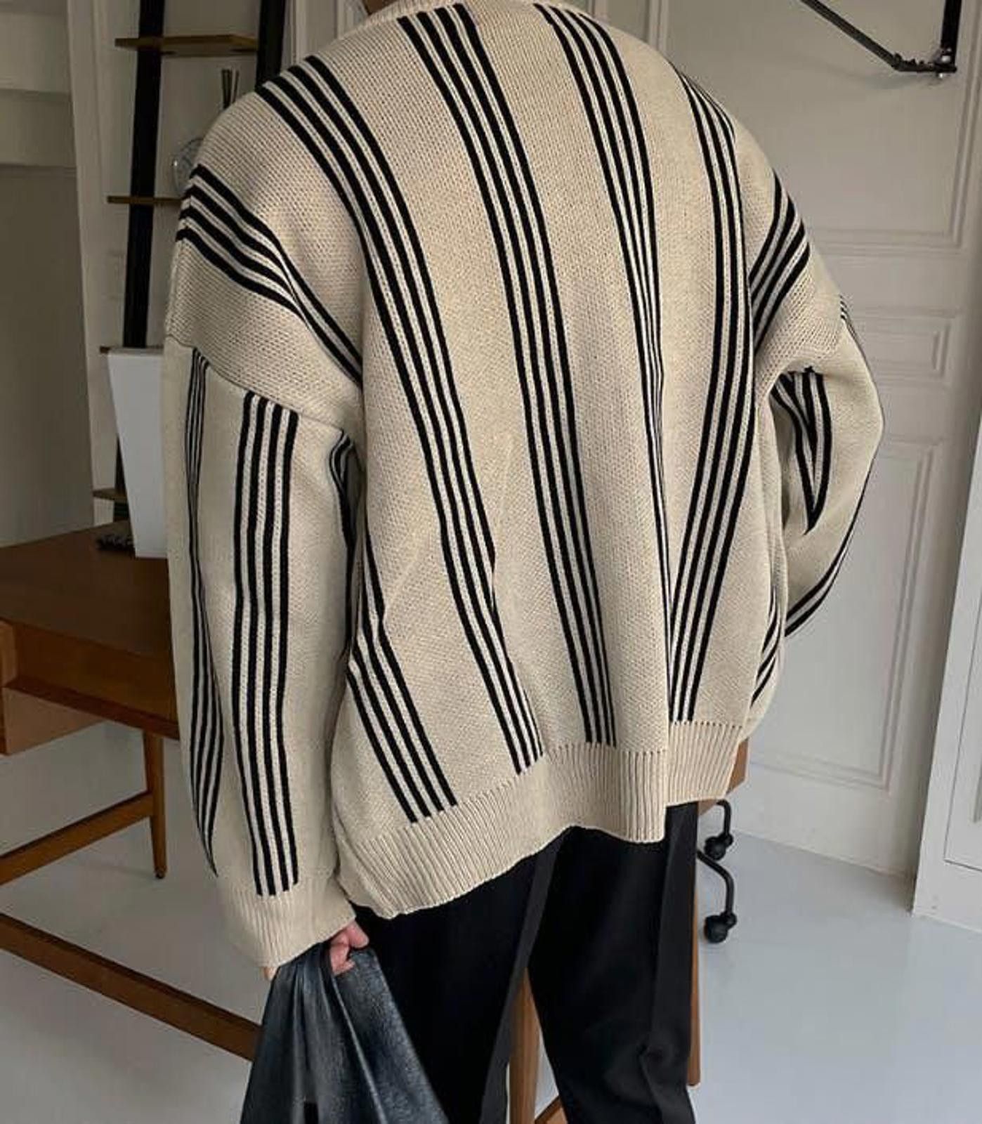 Other Beige Stripe Knit Cardigan Sweater Size US M / EU 48-50 / 2 - 3 Thumbnail