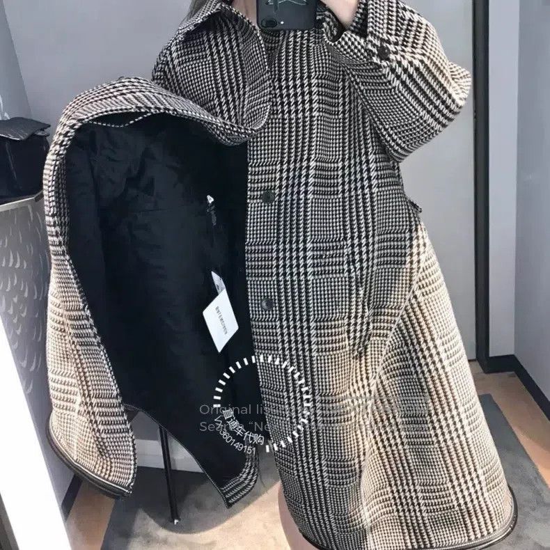 Balenciaga Balenciaga Woolen Plaid Overcoat Size XXS / US 00 / IT 34 - 8 Thumbnail