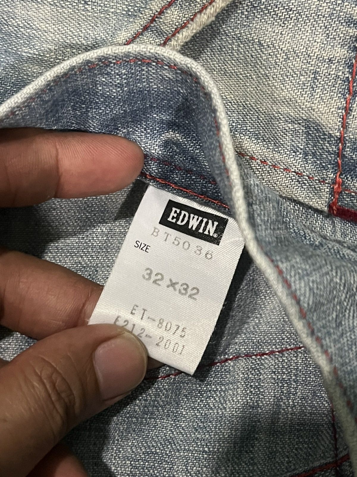45rpm × Edwin × Japanese Brand Vintage Edwin Blue Trip 503 Red Thread Distressed Blue Jeans Size US 32 / EU 48 - 18 Thumbnail