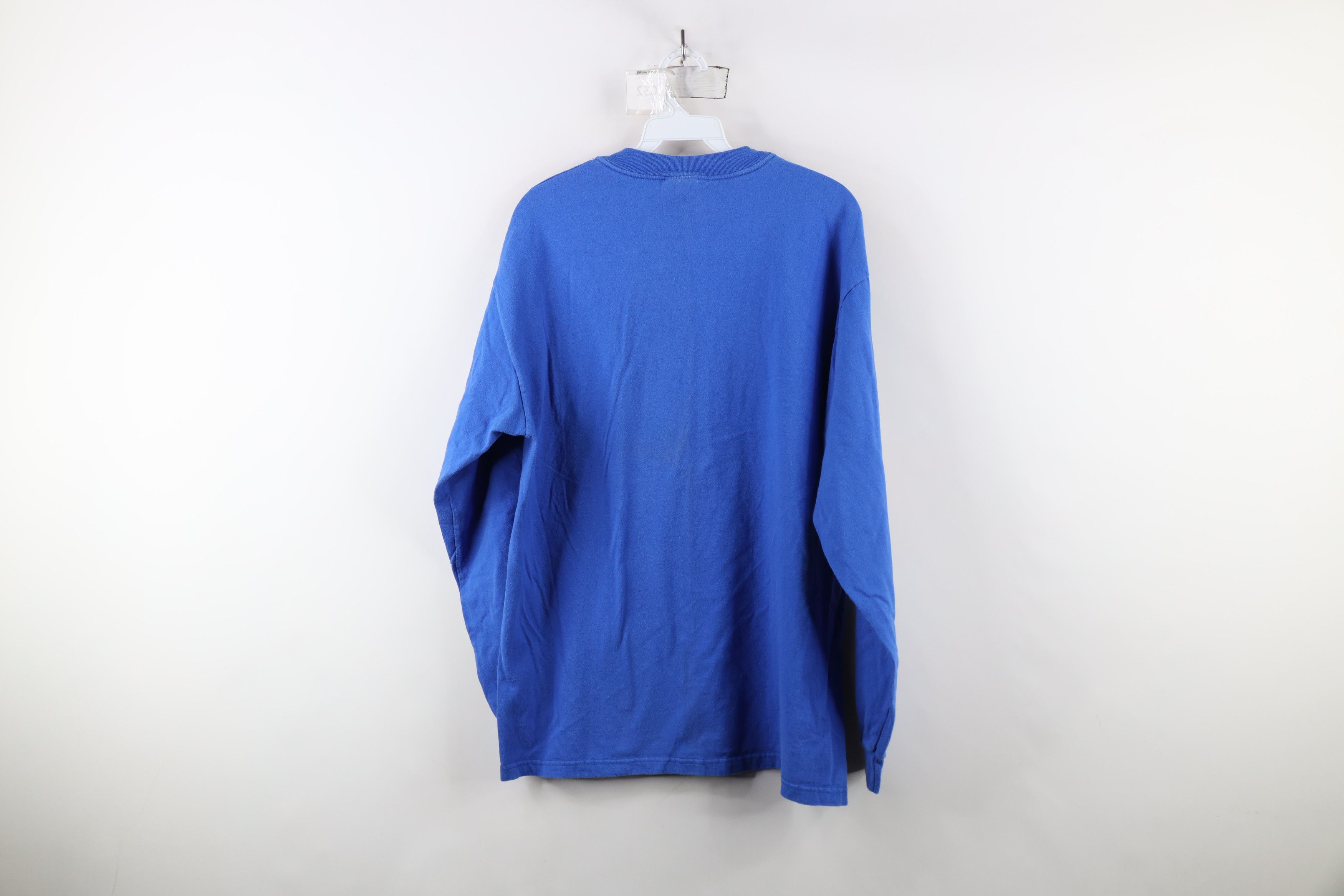 Hanes × Vintage Vintage 90s Hanes Beefy Long Sleeve T-Shirt Blue Cotton Size US L / EU 52-54 / 3 - 11 Thumbnail