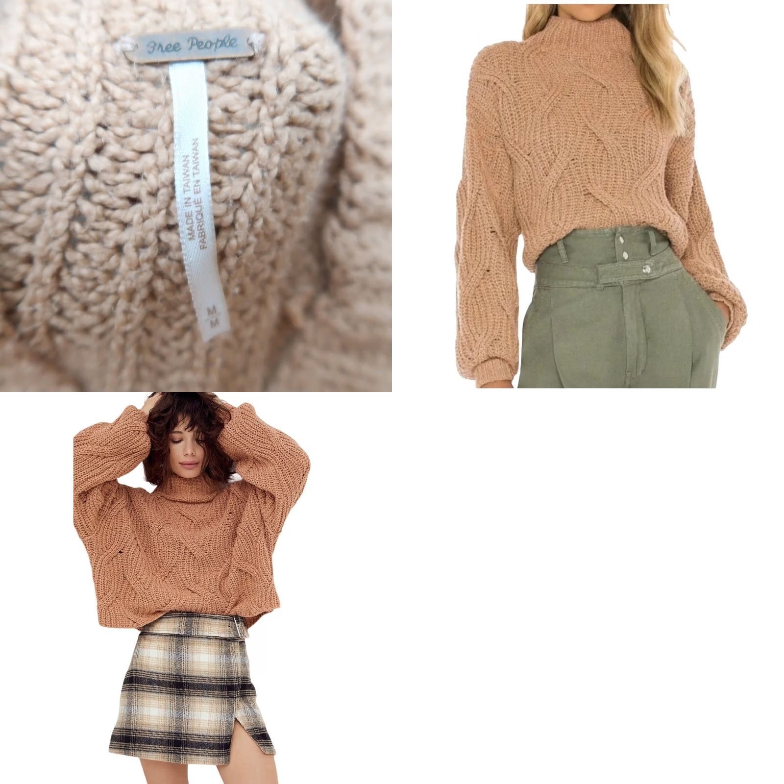 Free People Free People Seasons Change tan almond chunky knit turtleneck sweater M Size M / US 6-8 / IT 42-44 - 8 Thumbnail