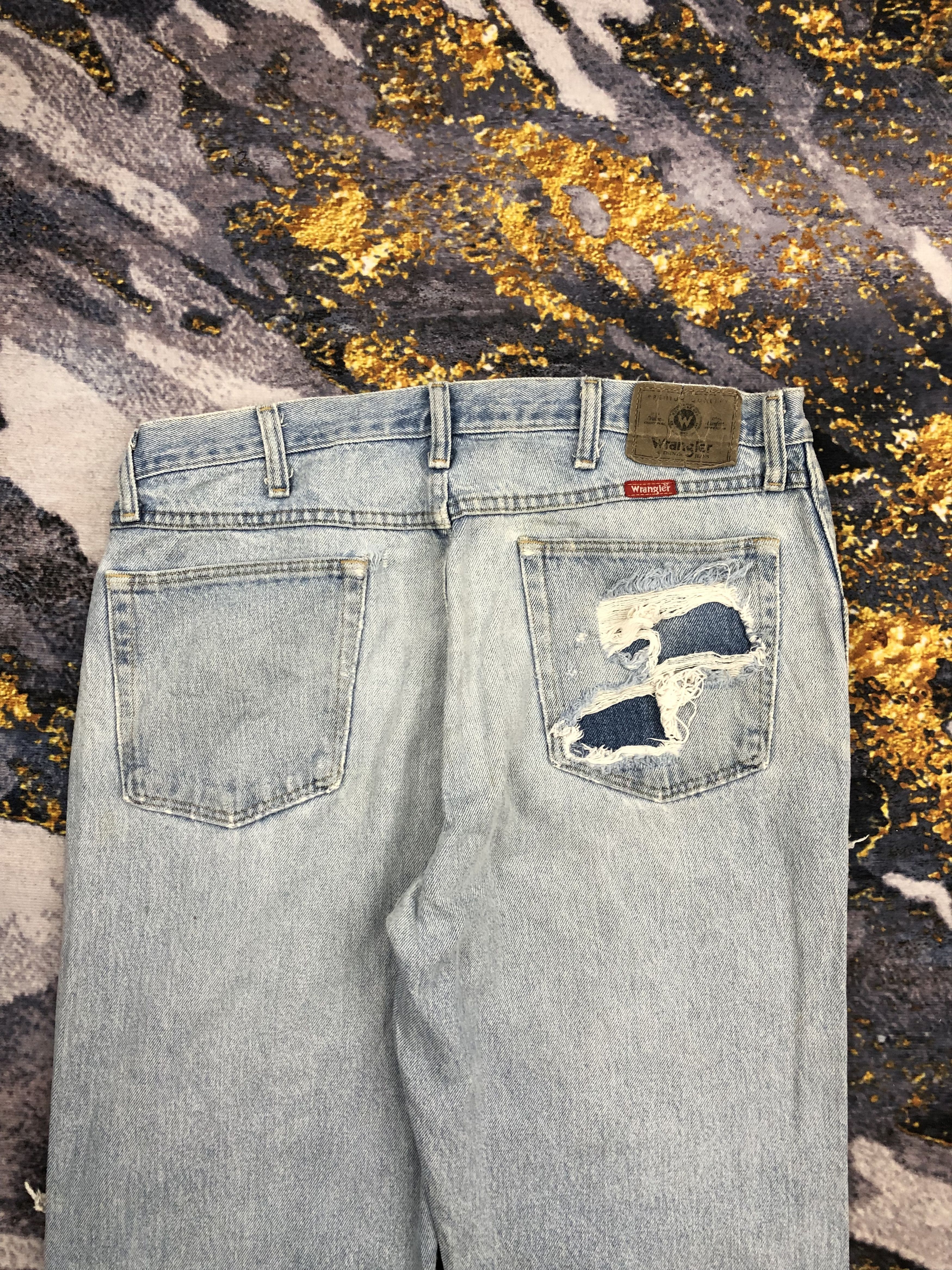Wrangler Vintage Wrangler Distressed Blue Jeans DPP0075 Size US 37 - 4 Thumbnail