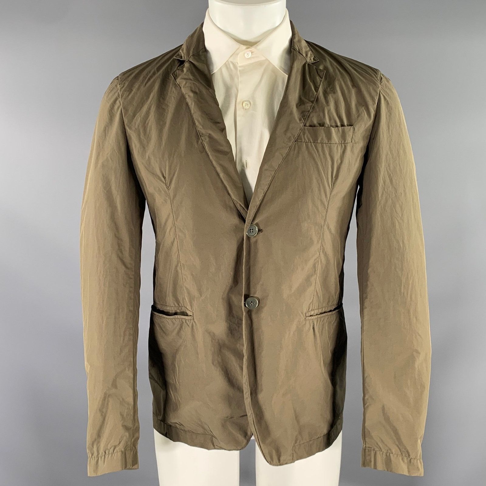 Aspesi ASPESI Green Olive Polyester Blend Notch Lapel Sport Coat M Size 40R - 1 Thumbnail
