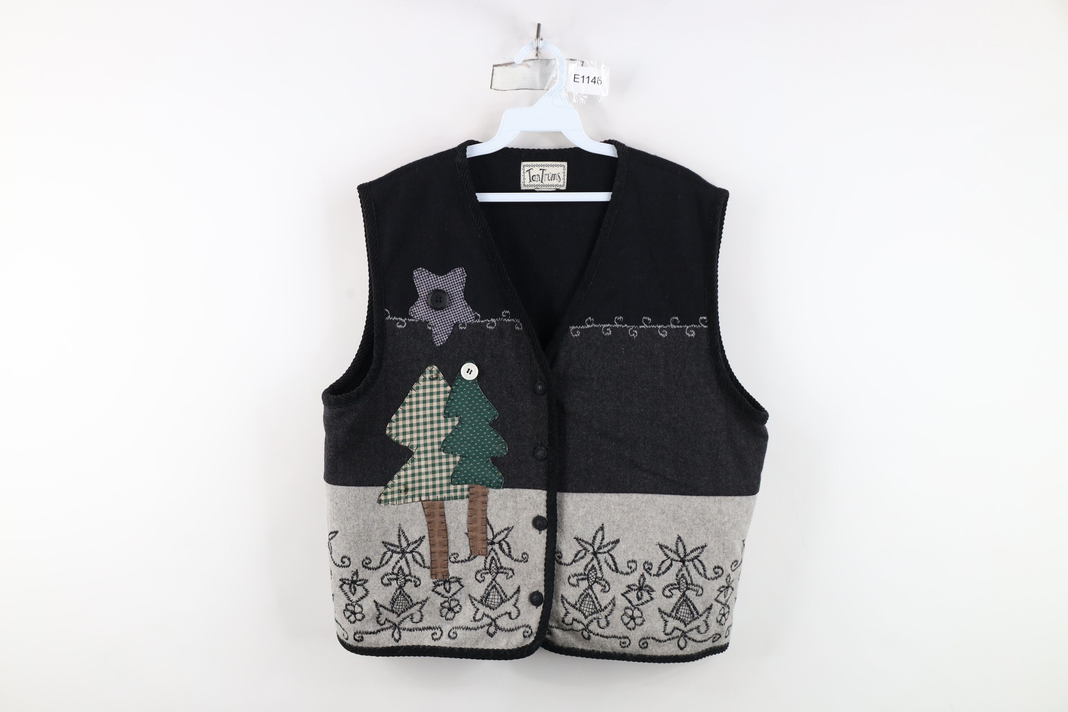 Vintage Vintage 90s Streetwear Patchwork Wool Button Vest Jacket Size L / US 10 / IT 46 - 1 Thumbnail