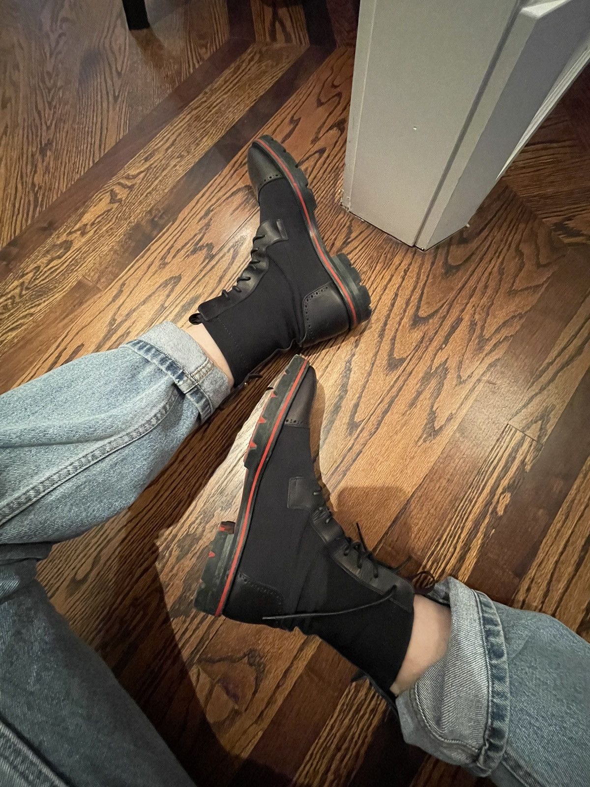 Christian Louboutin Navy Glove soft Nylon Boots Size US 7 / EU 40 - 1 Thumbnail