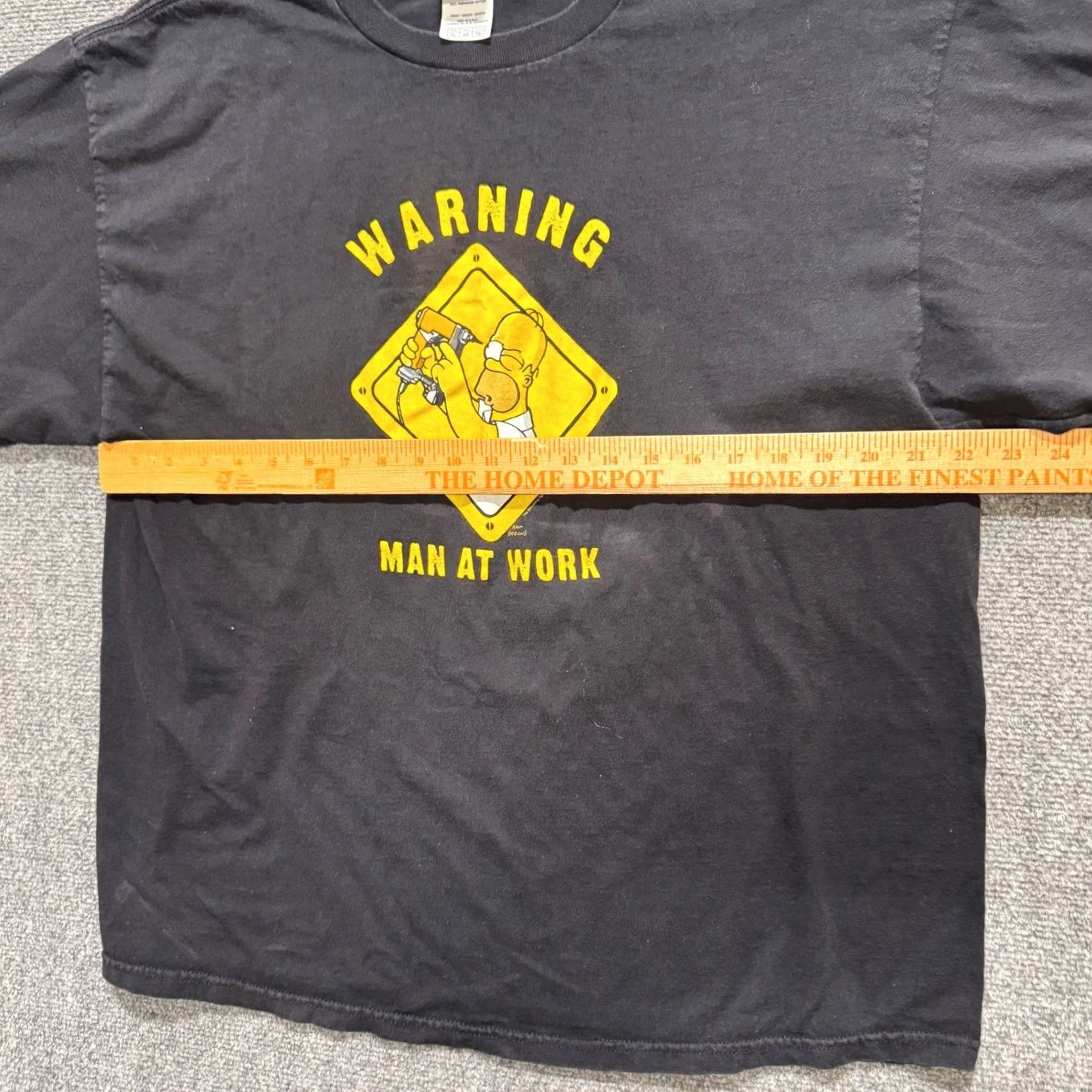 Vintage Homer Simpson T-Shirt Men XL 2006 Warning Man At Work 100% Cotton Black Delta Pro Weight Thrashed Y2K Shirt Mens XL Size US XL / EU 56 / 4 - 5 Thumbnail