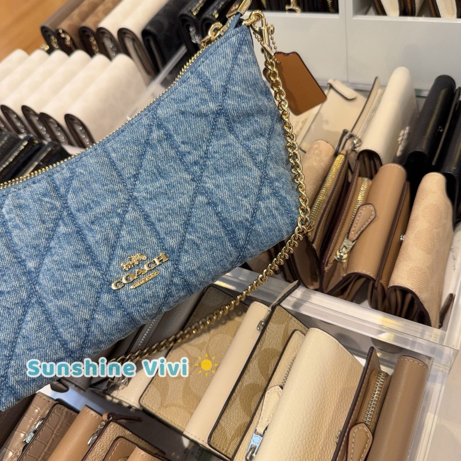 Coach NWT Coach Caitlin Shoulder Bag Quilting CDZ89 Gold/Indigo Size ONE SIZE - 3 Thumbnail