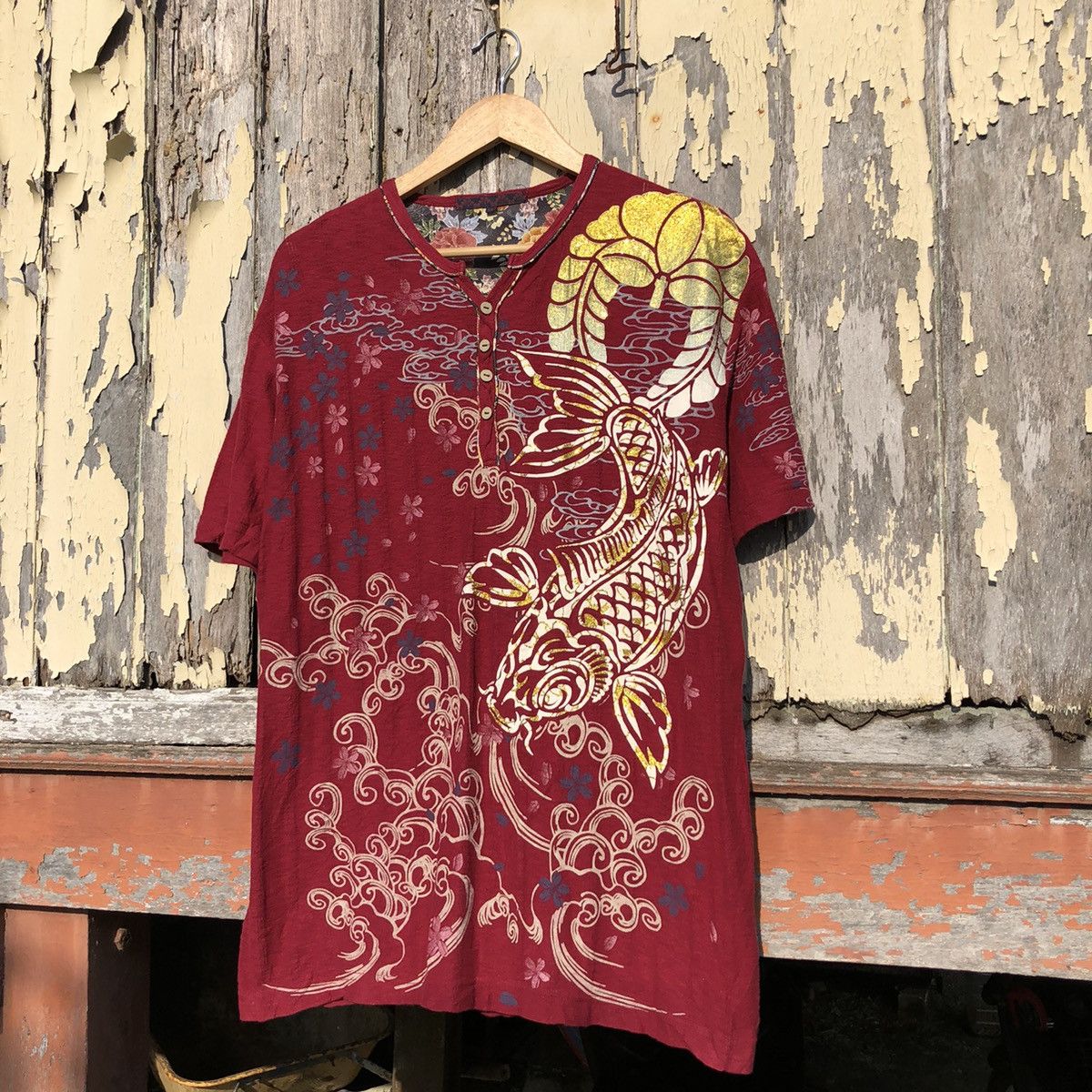 Japanese Brand Vintage y2k Koi Fish Sukajan Over Print Tshirt Size US L / EU 52-54 / 3 - 3 Thumbnail