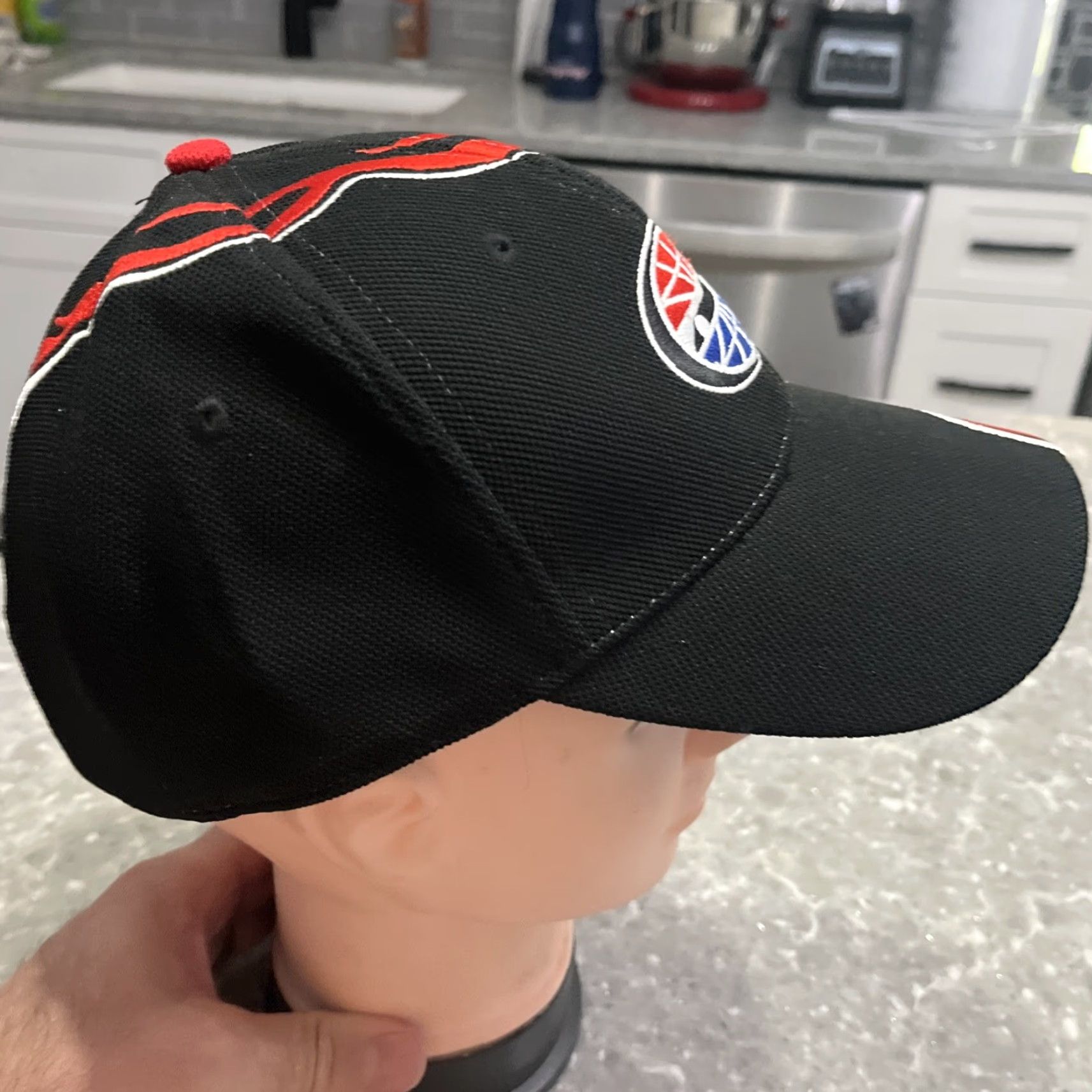 Vintage Lowe’s Motor Speedway Black Red Baseball Cap Hat Men Adjustable Dad Flames Racing Cap Size ONE SIZE - 4 Thumbnail